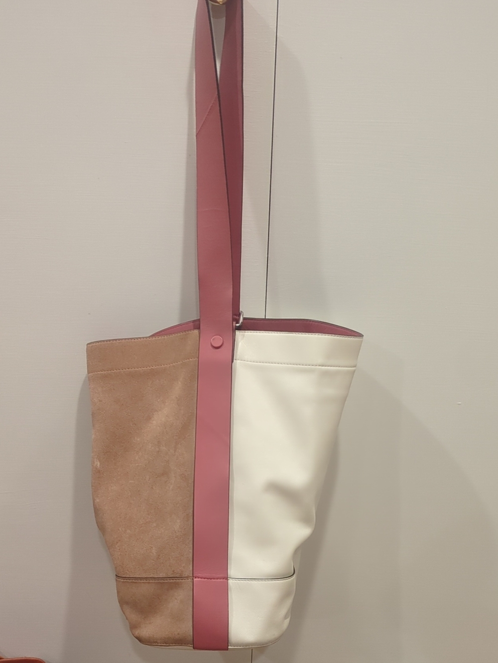 Rag & Bone Walker Convertible Suede & Leather Tote in a blush or pink suede
